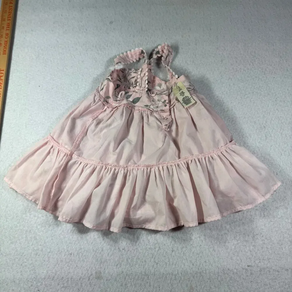 Joie Dress Baby Girl 18M Pink Floral Shoulder Tank Strap Dress Lace Trim